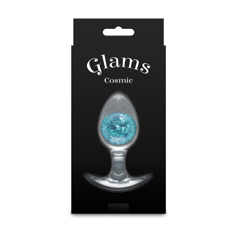 Glams Cosmic - Medium - Blue - Clear/Blue 9.5 cm Small Butt Plug - Silk and Sin