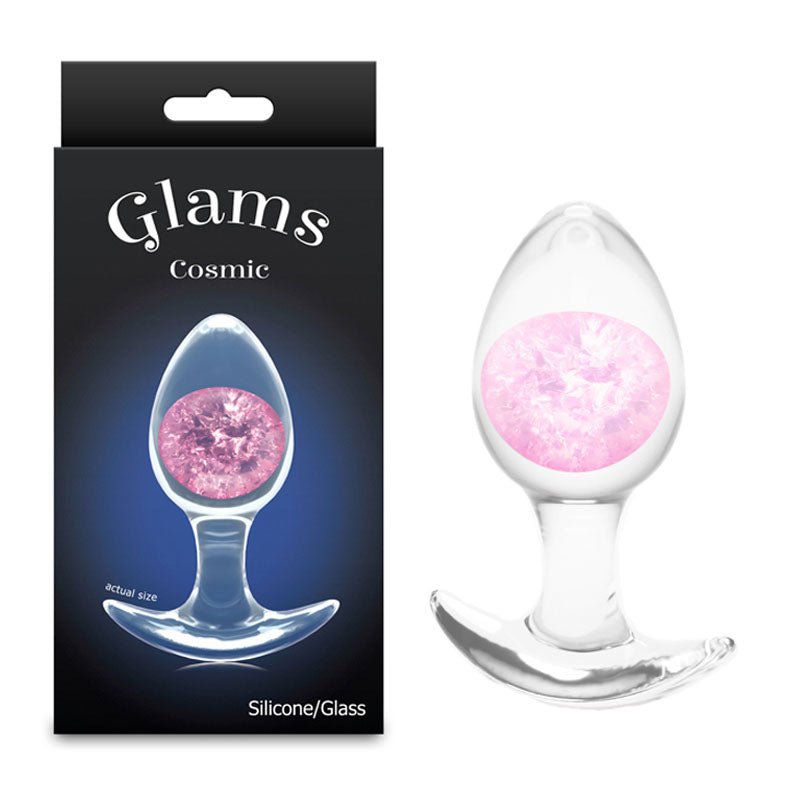 Glams Cosmic - Medium - Pink - Clear/Pink 9.5 cm Small Butt Plug - Silk and Sin