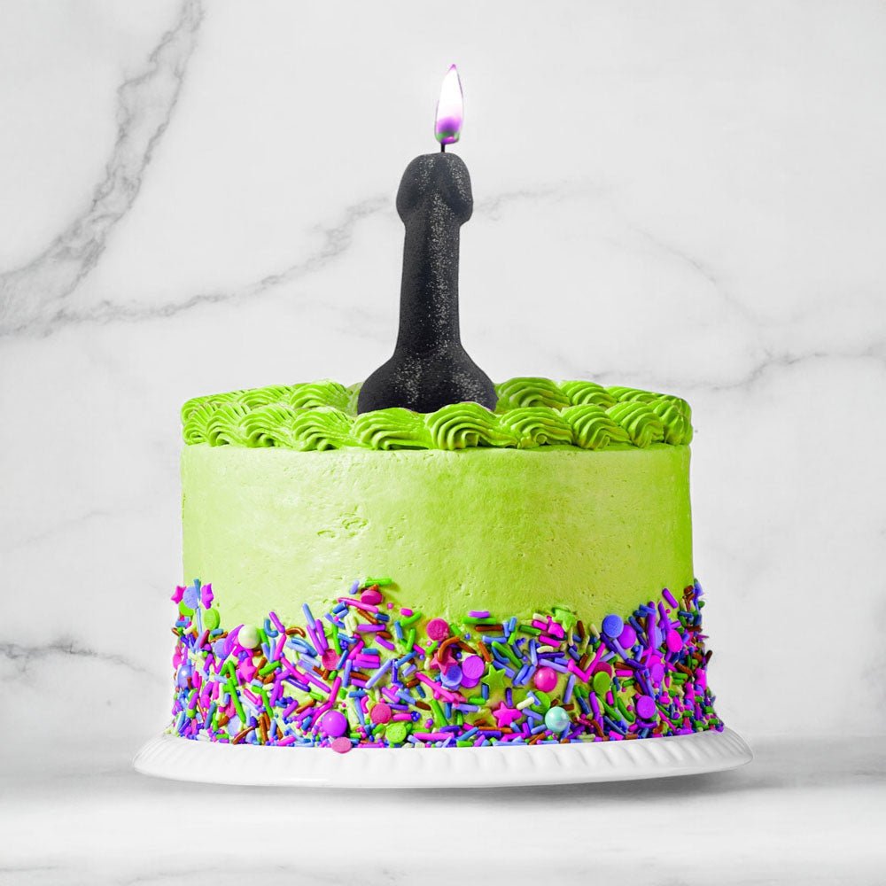 Glitterati Black Glitter Penis Candle - Black 10 cm Penis Party Candle - Silk and Sin
