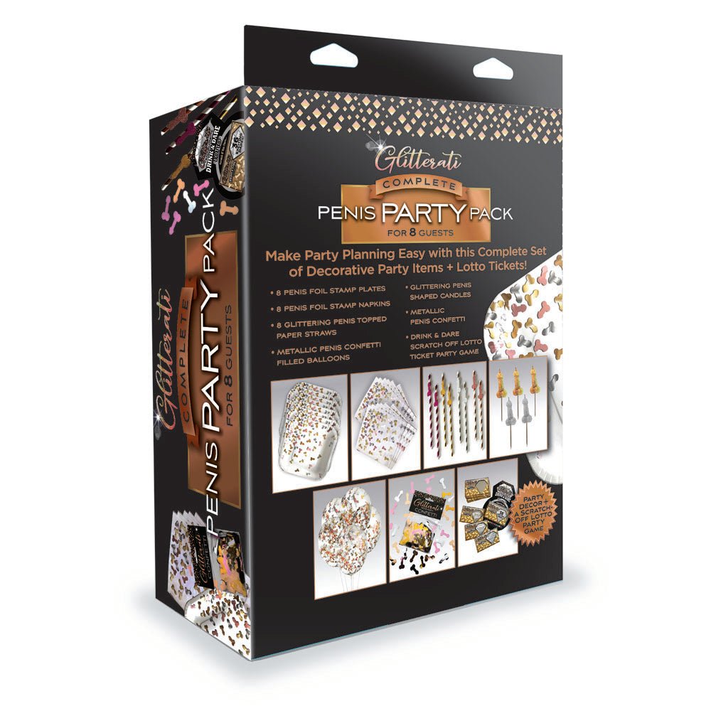Glitterati Complete Penis Party Pack - Party Set for 8 People - Silk and Sin
