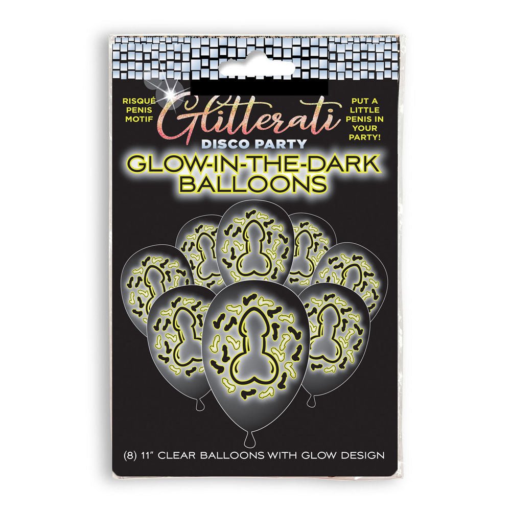 Glitterati Disco Party Glow In The Dark Balloons - Novelty Hens Party Balloons - 8 Pack - Silk and Sin