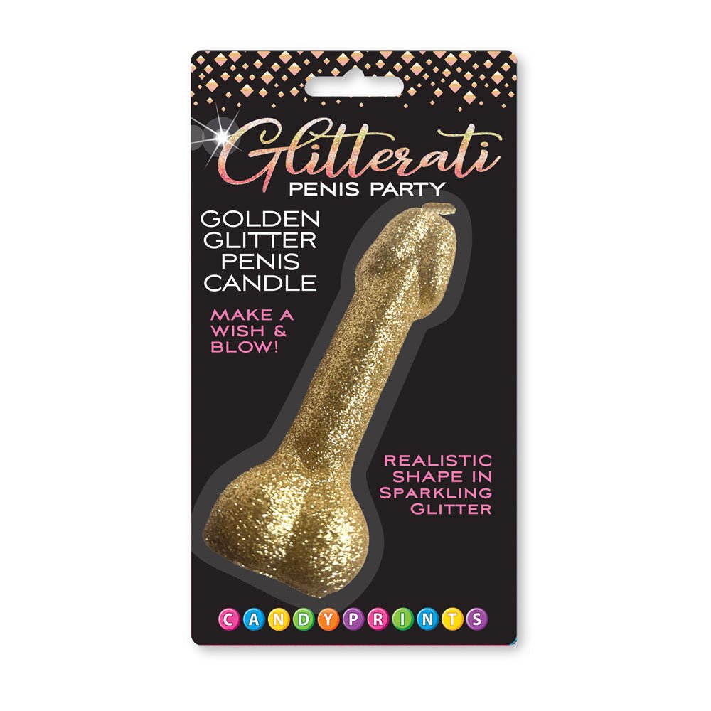 Glitterati Gold Glitter Penis Candle - Gold 10 cm Penis Party Candle - Silk and Sin