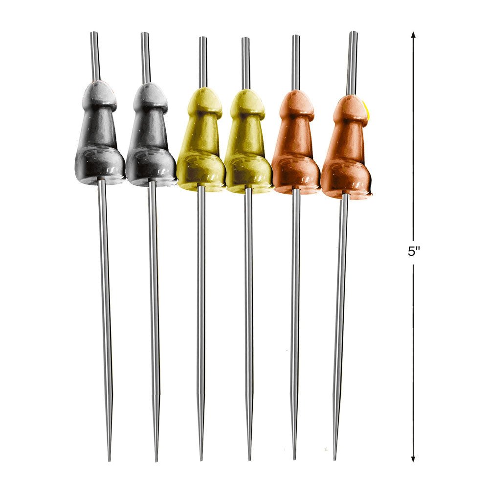 Glitterati Hors d'Oeuvre Picks - 6 Pack - Stainless Steel 18 cm Food Picks - Set of 6 - Silk and Sin