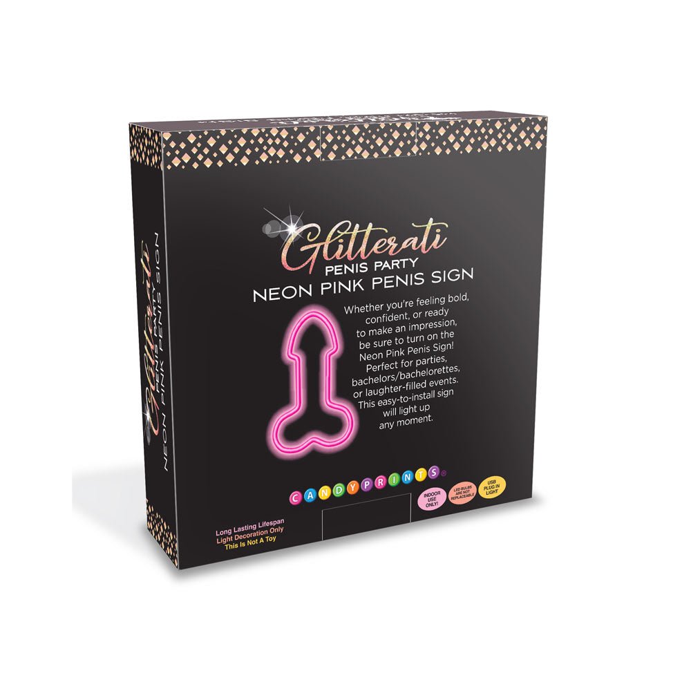 Glitterati Neon Pink Penis Sign - Novelty Neon Light - Silk and Sin