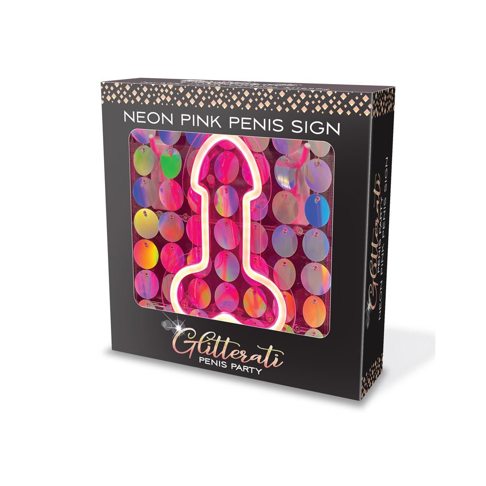 Glitterati Neon Pink Penis Sign - Novelty Neon Light - Silk and Sin