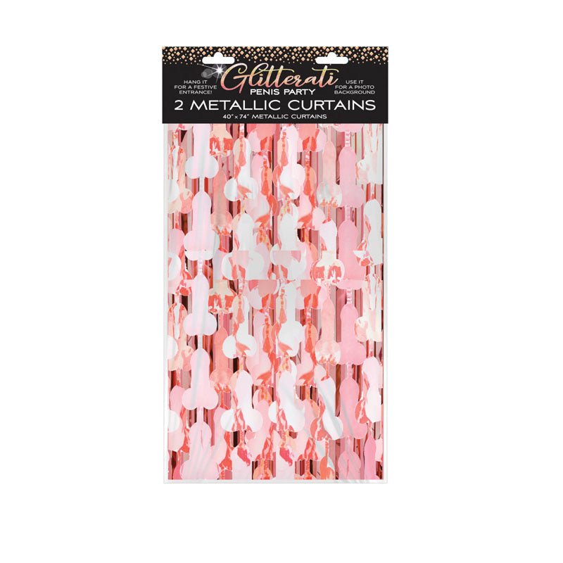 Glitterati - Penis Foil Curtains - Party Novelty - 2 Pack - Silk and Sin