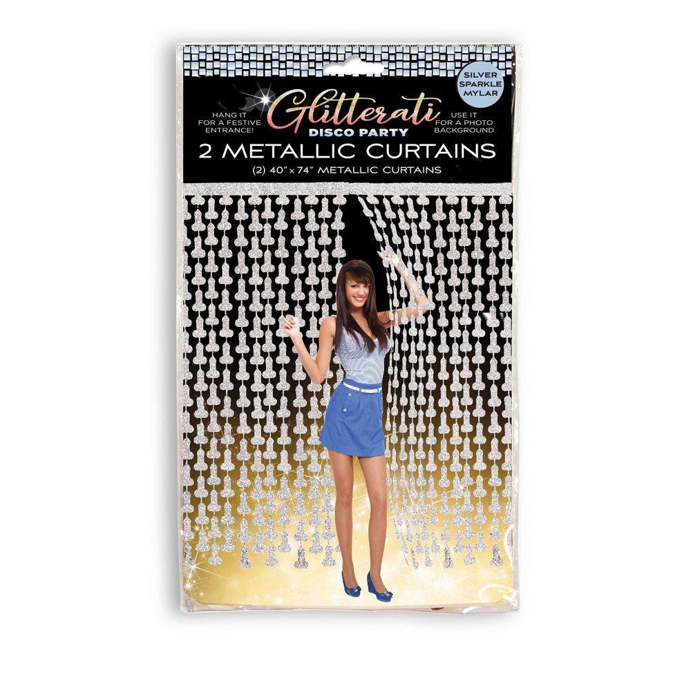 Glitterati - Penis Party Disco Metallic Curtains - Party Doorway Decoration - Set of 2 - Silk and Sin