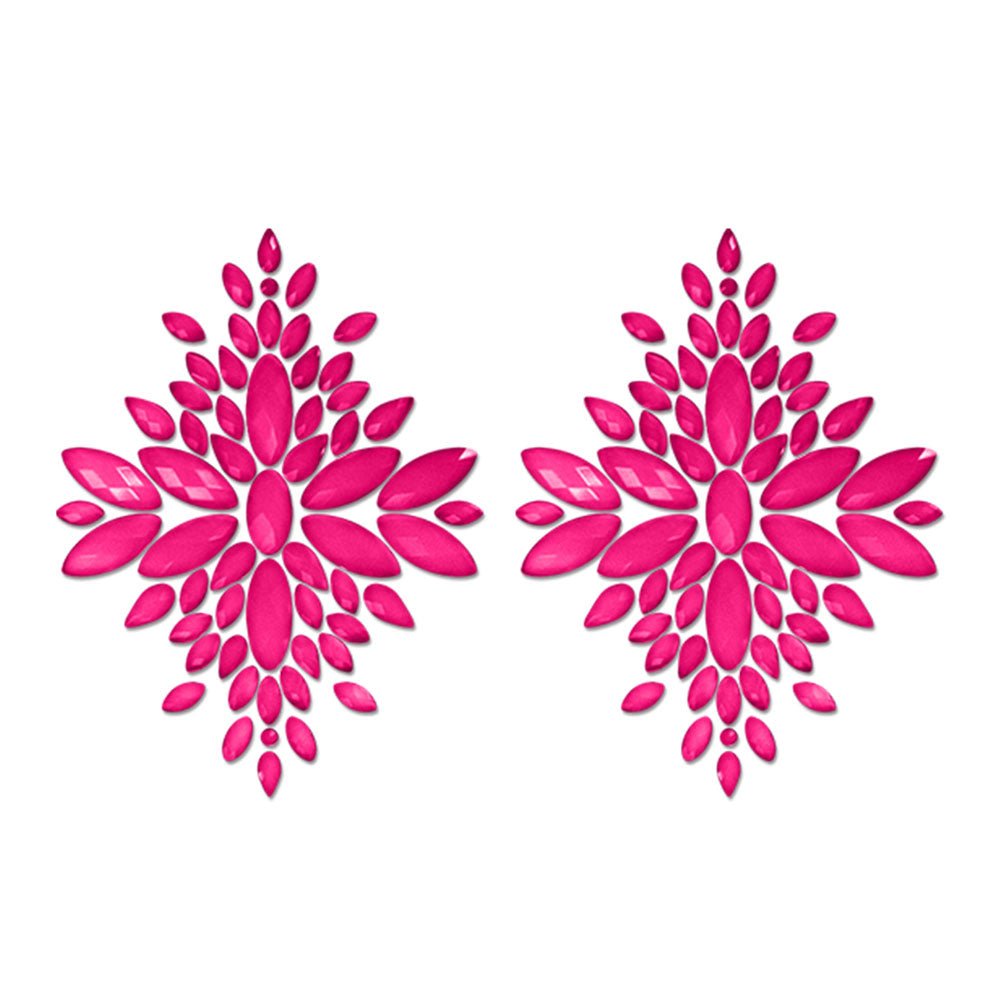 GLOW Fashion Pasties Set - Glow Pink Crystals - Silk and Sin