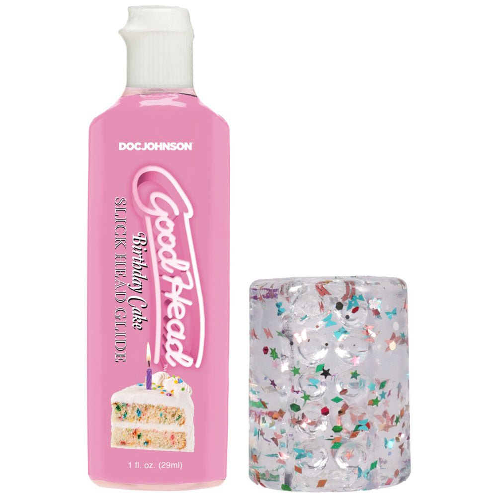 GoodHead Birthday Blowjob Kit - Birthday Cake GoodHead Glide with Helping Head Stroker - Silk and Sin