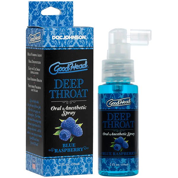 GoodHead Deep Throat Spray - Blue Raspberry - Blue Raspberry Flavoured Deep Throat Spray - 59 ml Bottle - Silk and Sin