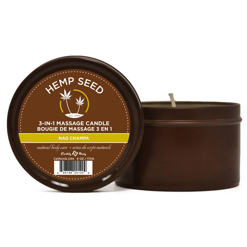 Hemp Seed 3 - In - 1 Massage Candle - Nag Champa (East Indian Incense) Scented - 170 g - silkandsin