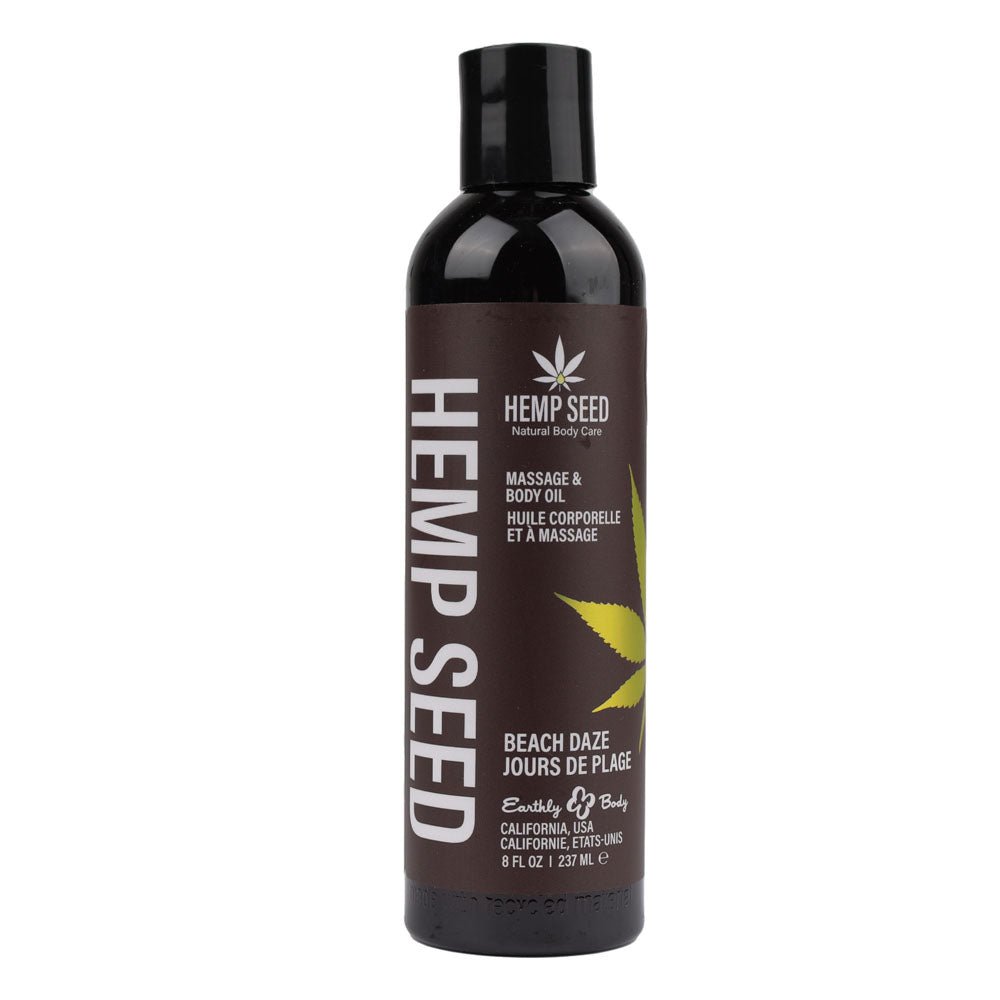 Hemp Seed Massage & Body Oil - Beach Daze (Coconut & Pineapple) Scented - 237 ml Bottle - Silk and Sin