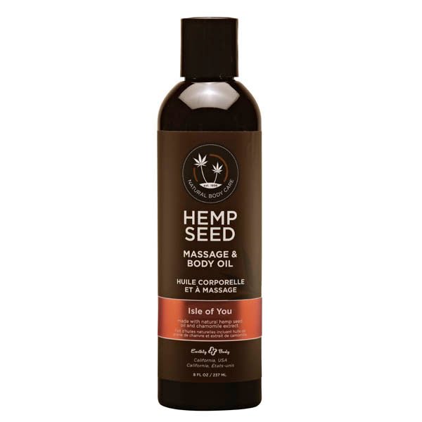 Hemp Seed Massage & Body Oil - Coconut Water, Citrus & Vanilla (Isle Of You) Scented - 237 ml Bottle - Silk and Sin