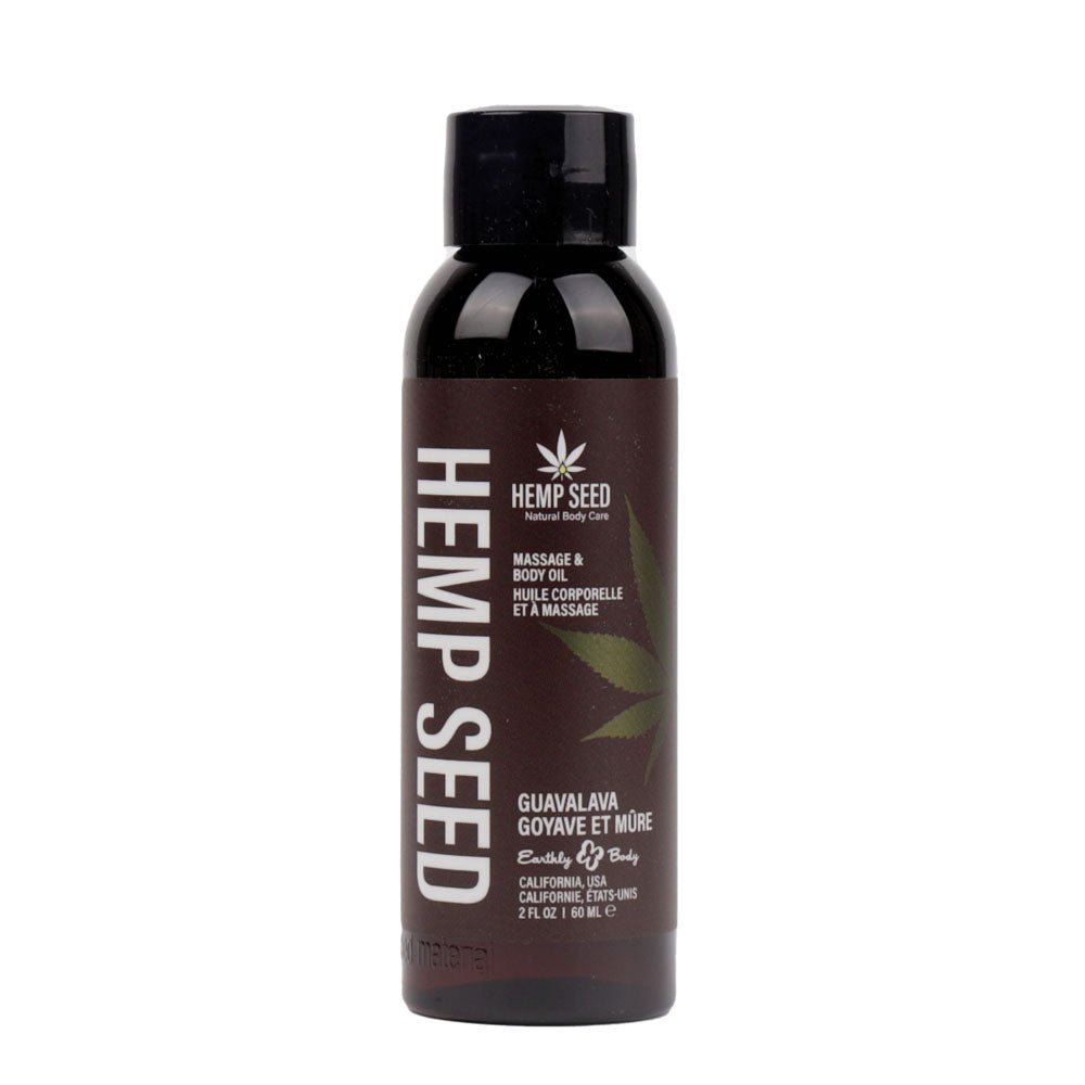 Hemp Seed Massage & Body Oil - Guavalava (Guava & Blackberry) Scented - 59 ml Bottle - Silk and Sin
