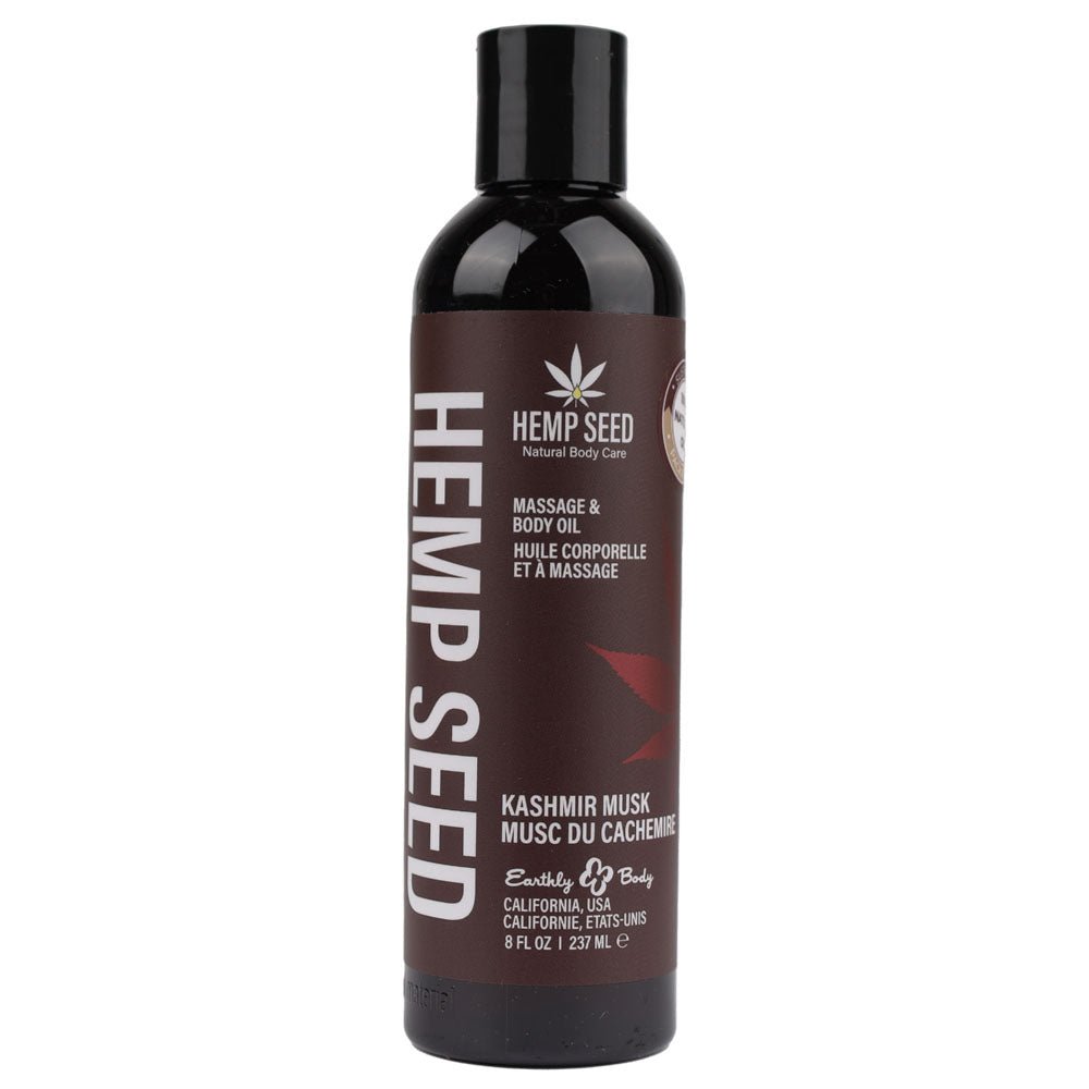 Hemp Seed Massage & Body Oil - Kashmir Musk (Brandy, Magnolia & Vanilla Musk) Scented - 237 ml - Silk and Sin