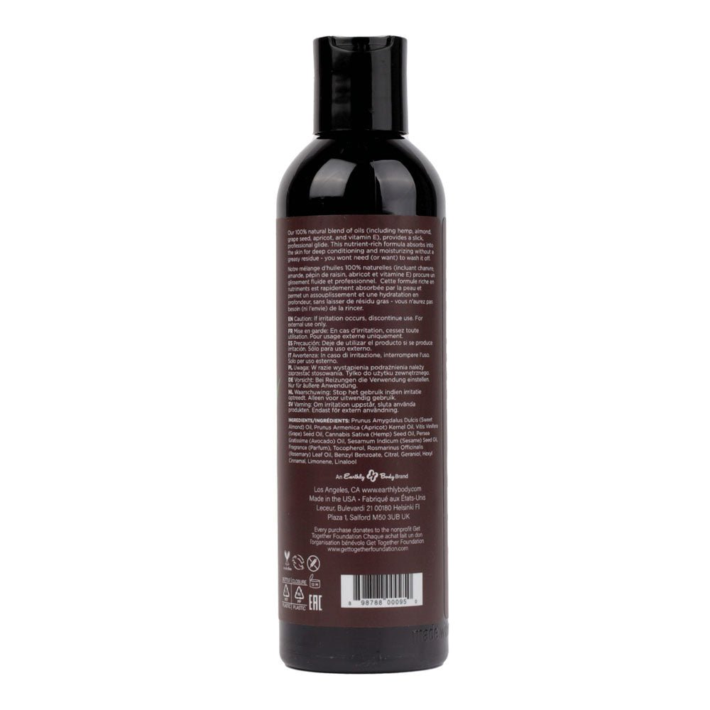 Hemp Seed Massage & Body Oil - Naked In The Woods (White Tea & Ginger) Scented - 237 ml Bottle - Silk and Sin