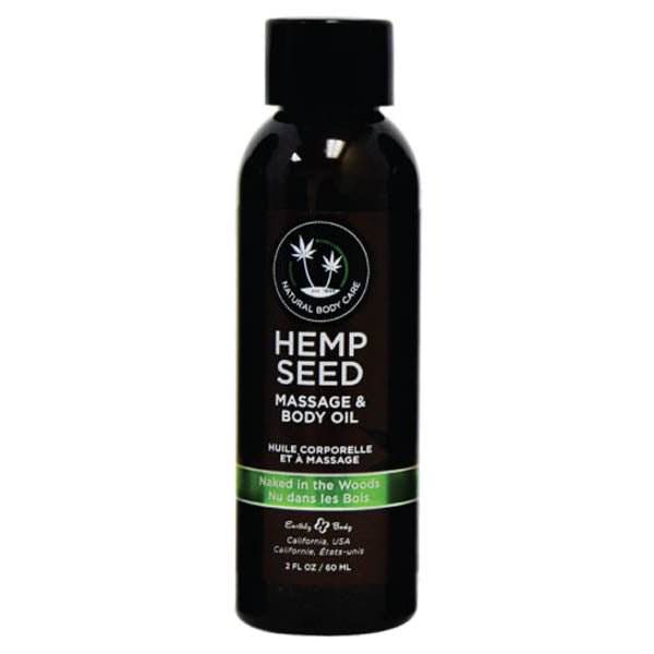 Hemp Seed Massage & Body Oil - Naked In The Woods (White Tea & Ginger) Scented - 59 ml Bottle - Silk and Sin