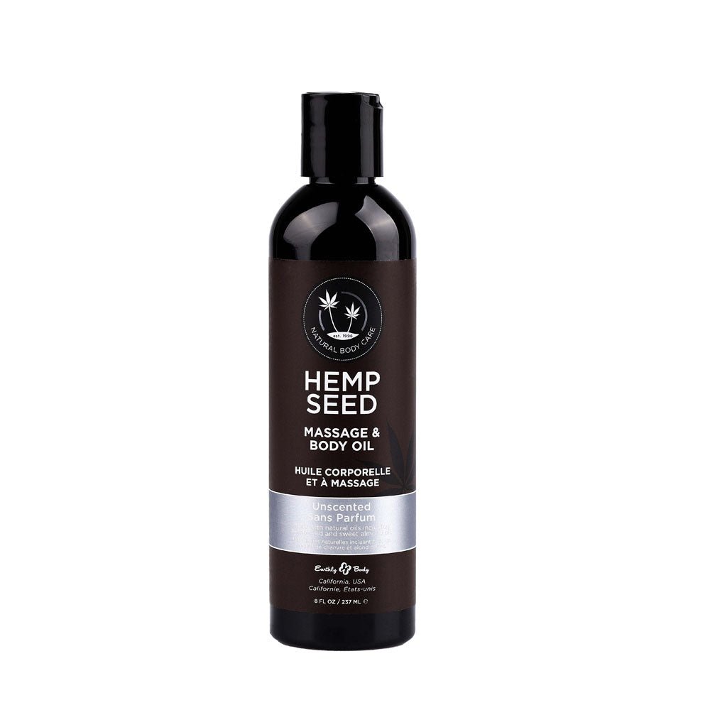 Hemp Seed Massage & Body Oil - Unscented - 237 ml Bottle - Silk and Sin