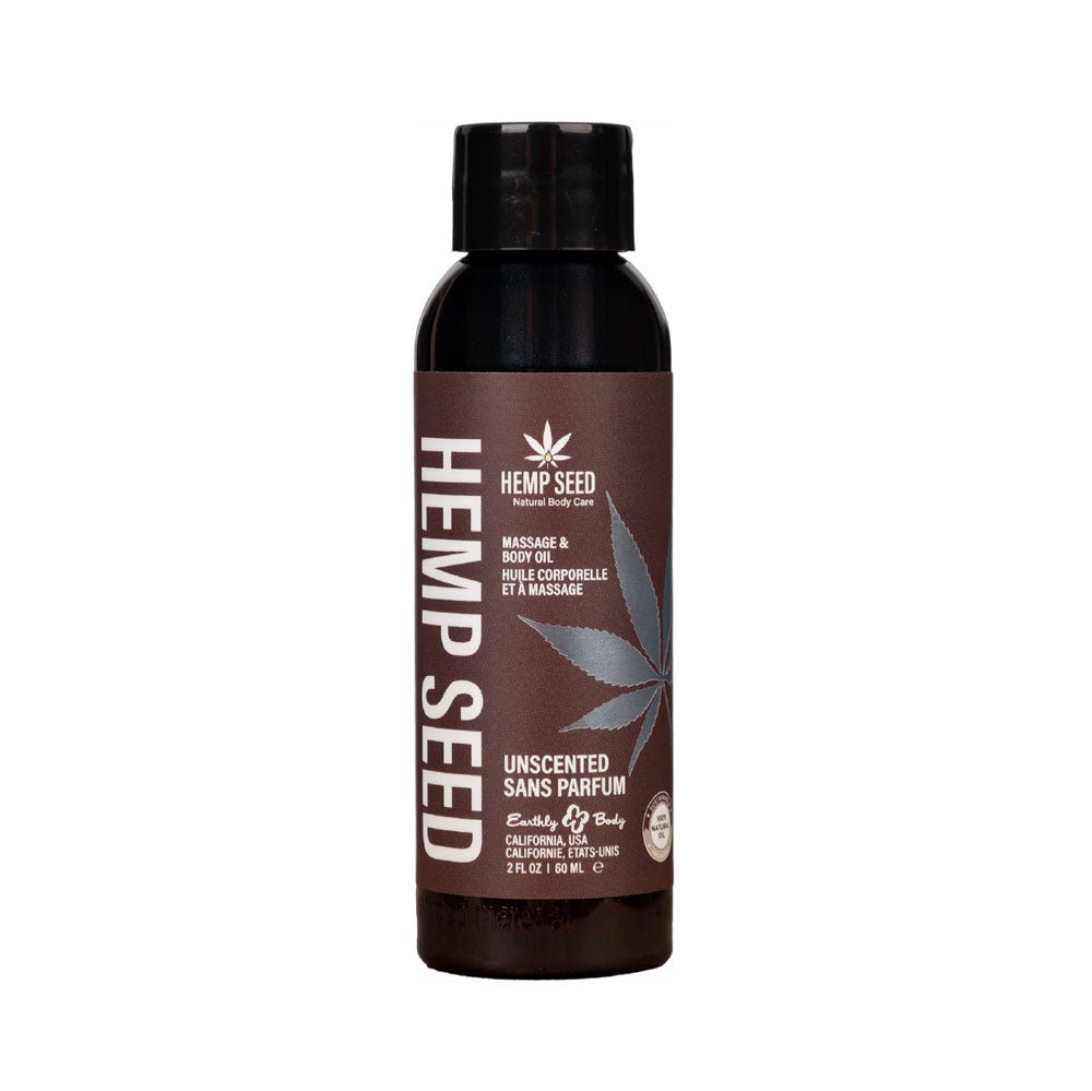 Hemp Seed Massage & Body Oil - Unscented - 59 ml Bottle - silkandsin