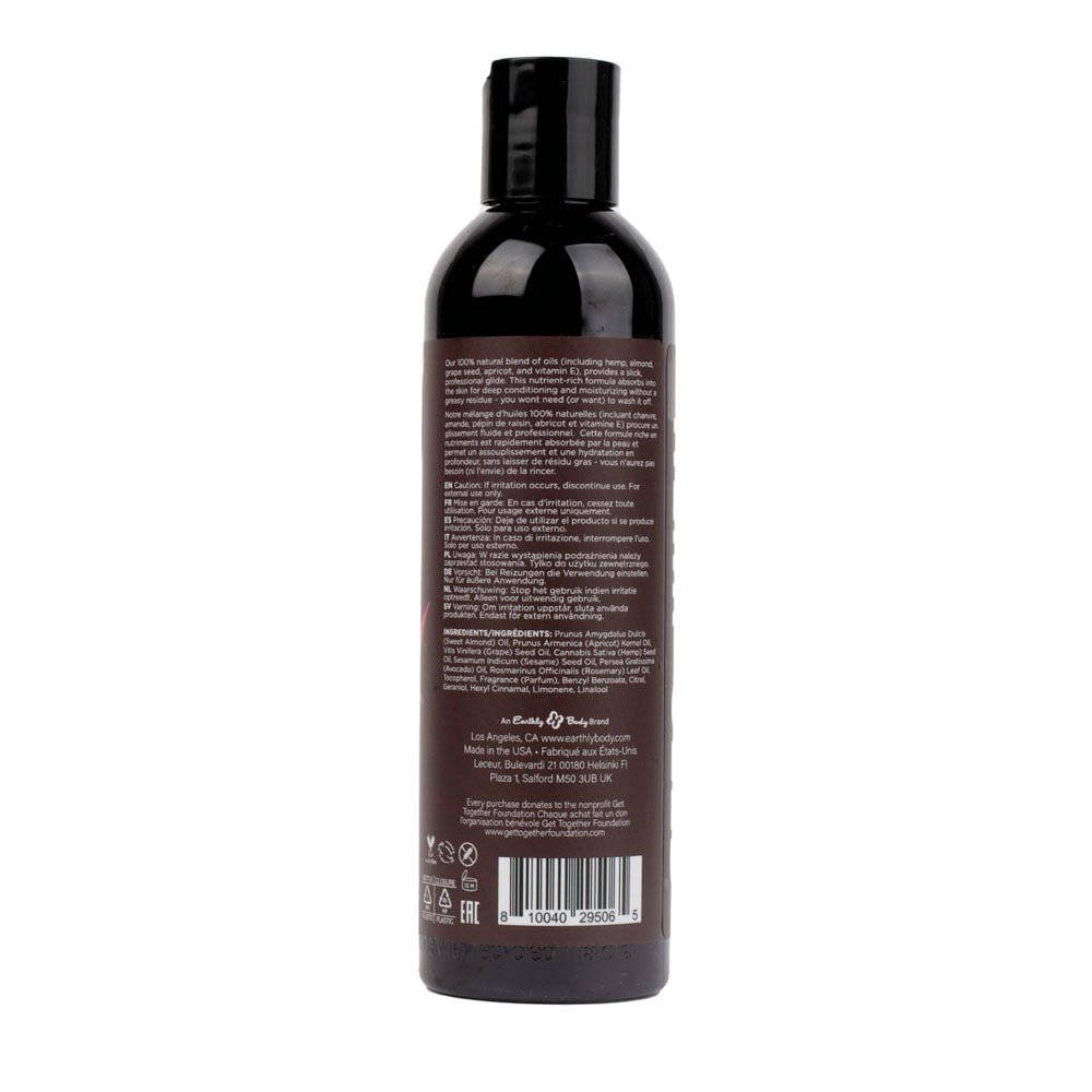 Hemp Seed Massage & Body Oil - Zen Berry Rose (Blackberry, Yellow Rose & Amber) Scented - 237 ml - silkandsin