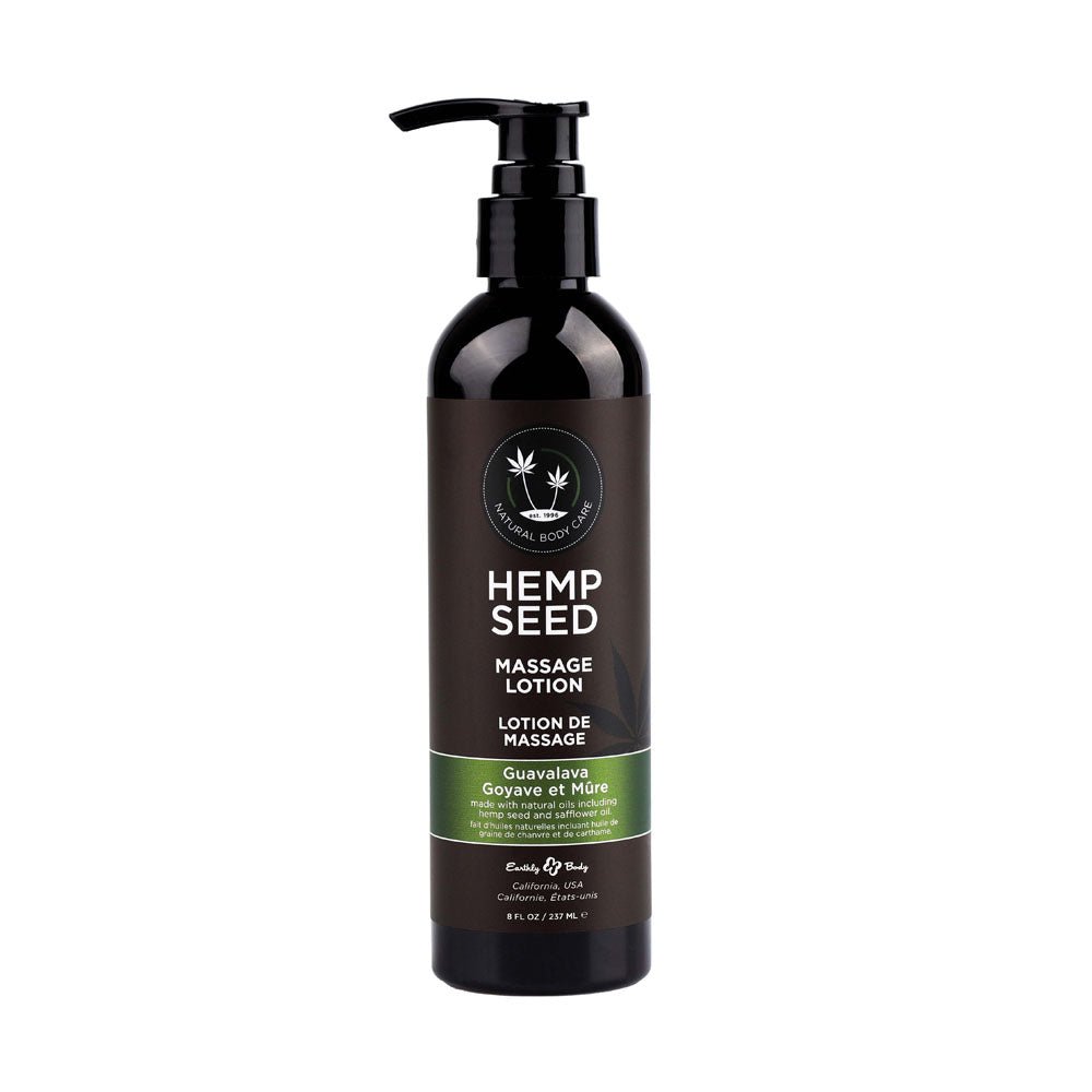 Hemp Seed Massage Lotion - Guavalava (Guava & Blackberry) Scented - 237 ml Bottle - silkandsin