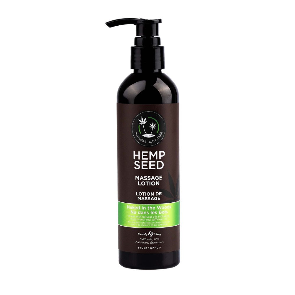 Hemp Seed Massage Lotion - Naked In The Woods (White Tea & Ginger) Scented - 237 ml Bottle - silkandsin