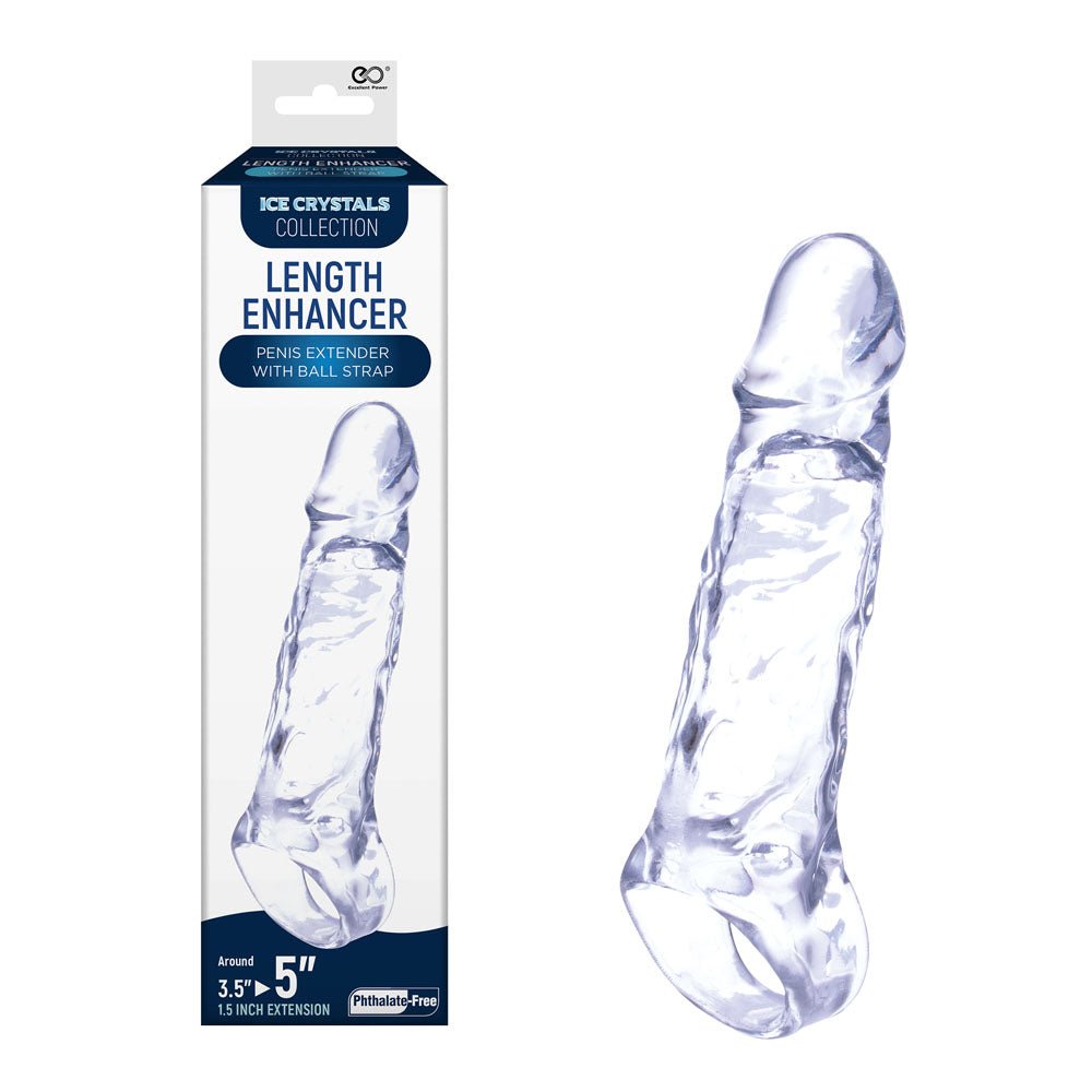 Ice Crystals 1.5 Inch Length Enhancer - Clear 1.5 Inch Penis Extension Sleeve - Silk and Sin