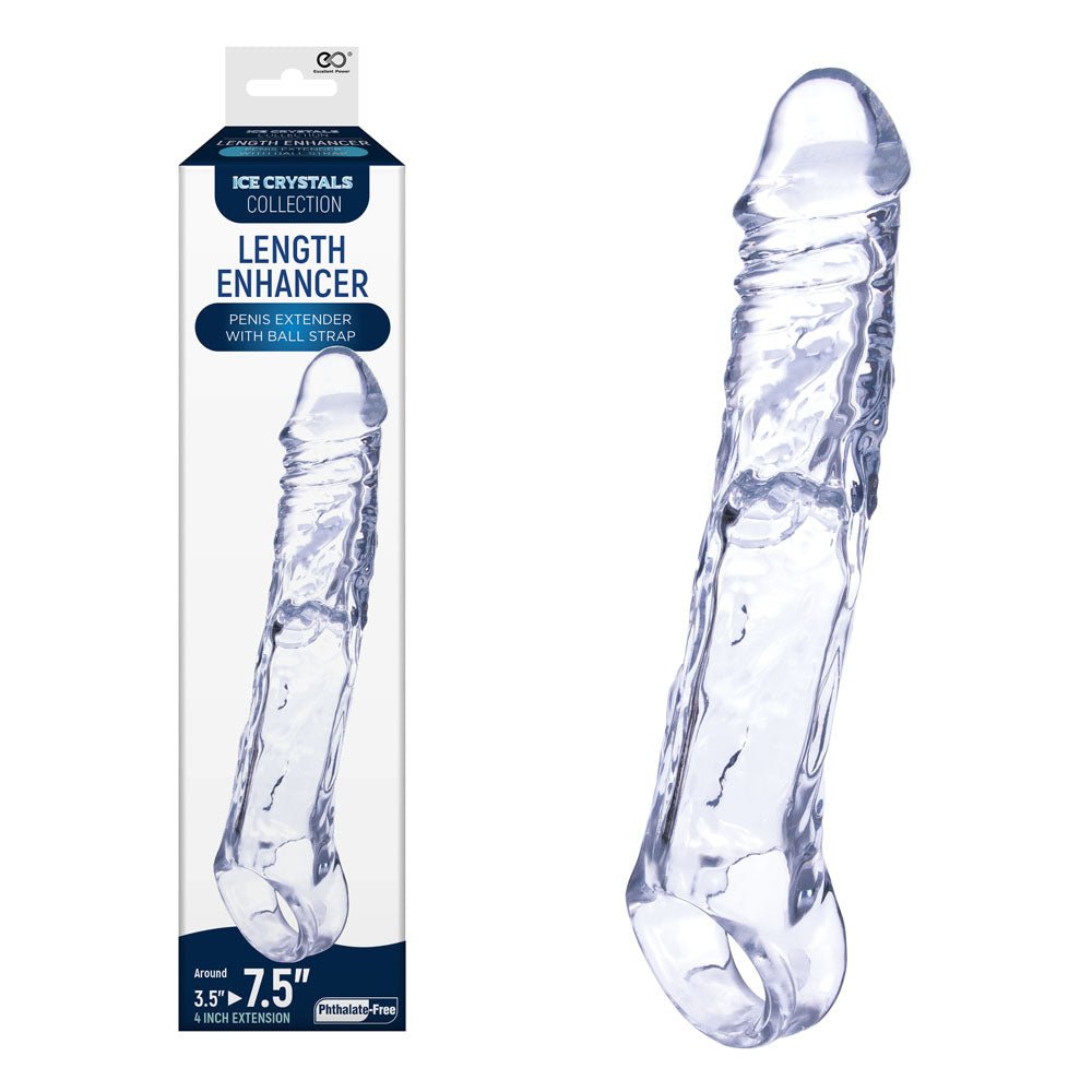 Ice Crystals 4 Inch Length Enhancer - Clear 4 Inch Penis Extension Sleeve - Silk and Sin