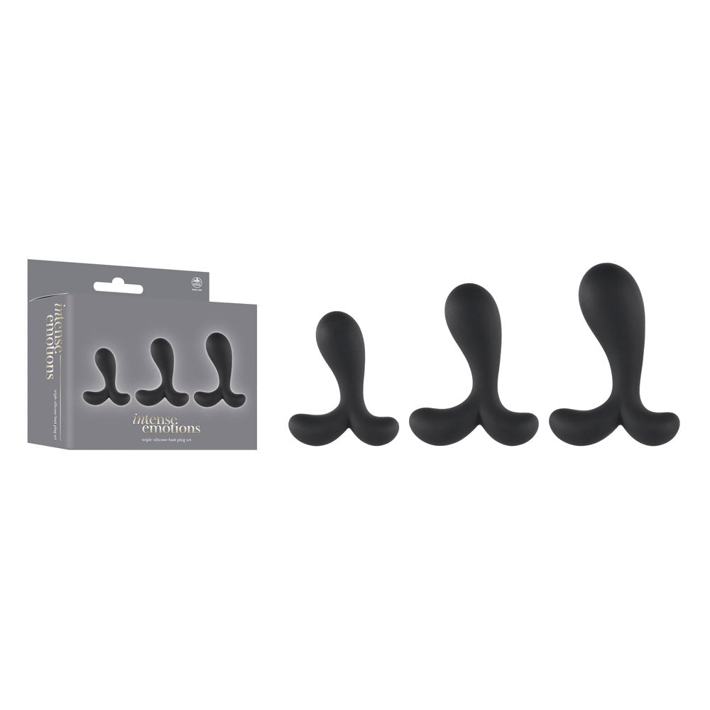 Intense Emotions - Black Butt Plugs - Set of 3 Sizes - Silk and Sin