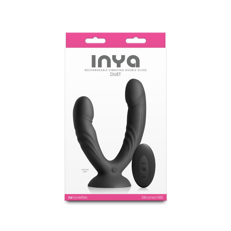 INYA Duet - Black - Black USB Rechargeable Vibrating Double Dildo with Wireless Remote - Silk and Sin