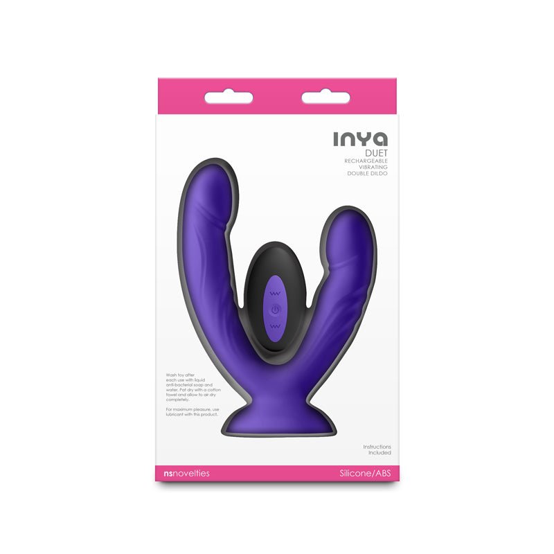 INYA Duet - Purple - Purple USB Rechargeable Vibrating Double Dildo with Wireless Remote - Silk and Sin