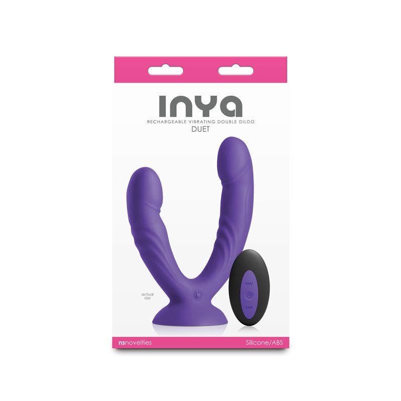 INYA Duet - Purple - Purple USB Rechargeable Vibrating Double Dildo with Wireless Remote - Silk and Sin