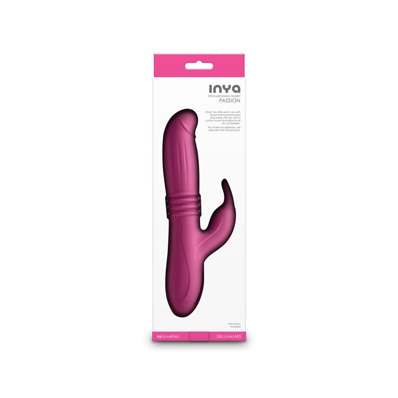 INYA Passion - Pink - Pink 22.2 cm USB Rechargeable Thrusting Rabbit Vibrator - Silk and Sin