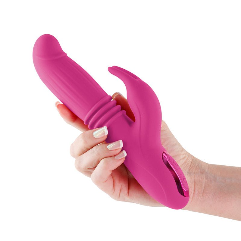INYA Passion - Pink - Pink 22.2 cm USB Rechargeable Thrusting Rabbit Vibrator - Silk and Sin