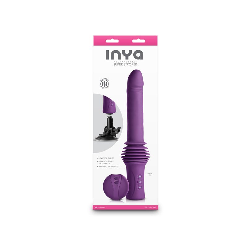 INYA Super Stroker - Purple - Purple 36.8 cm USB Rechargeable Thrusting Vibrator with Remote Control & Stand - Silk and Sin