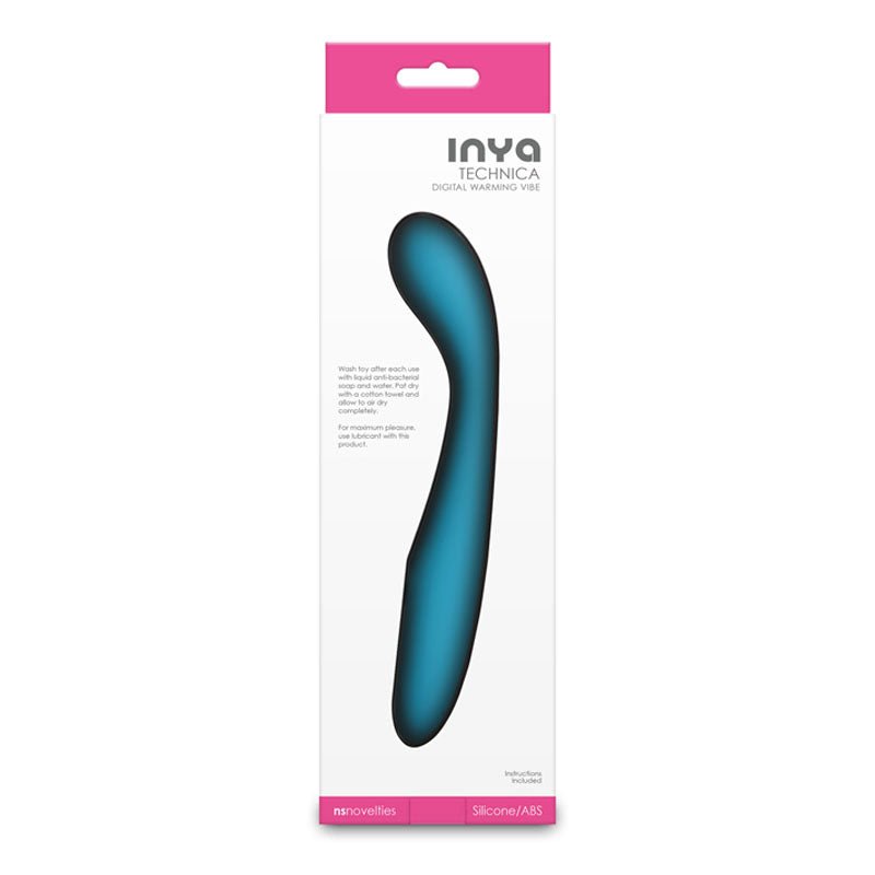 INYA Technica - Teal - Teal 19.2 cm USB Rechargeable Warming Vibrator - Silk and Sin