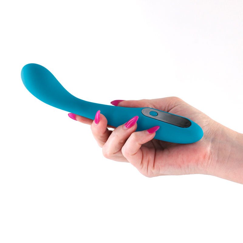 INYA Technica - Teal - Teal 19.2 cm USB Rechargeable Warming Vibrator - Silk and Sin