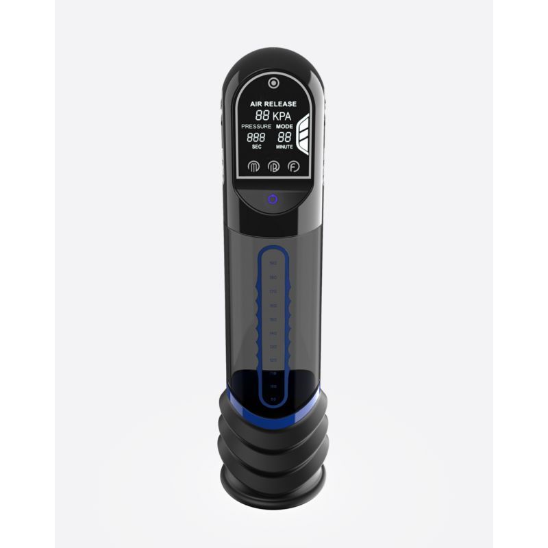 ISP90 Curve Infrared Automatic LCD Penis Pump Blue - Silk and Sin