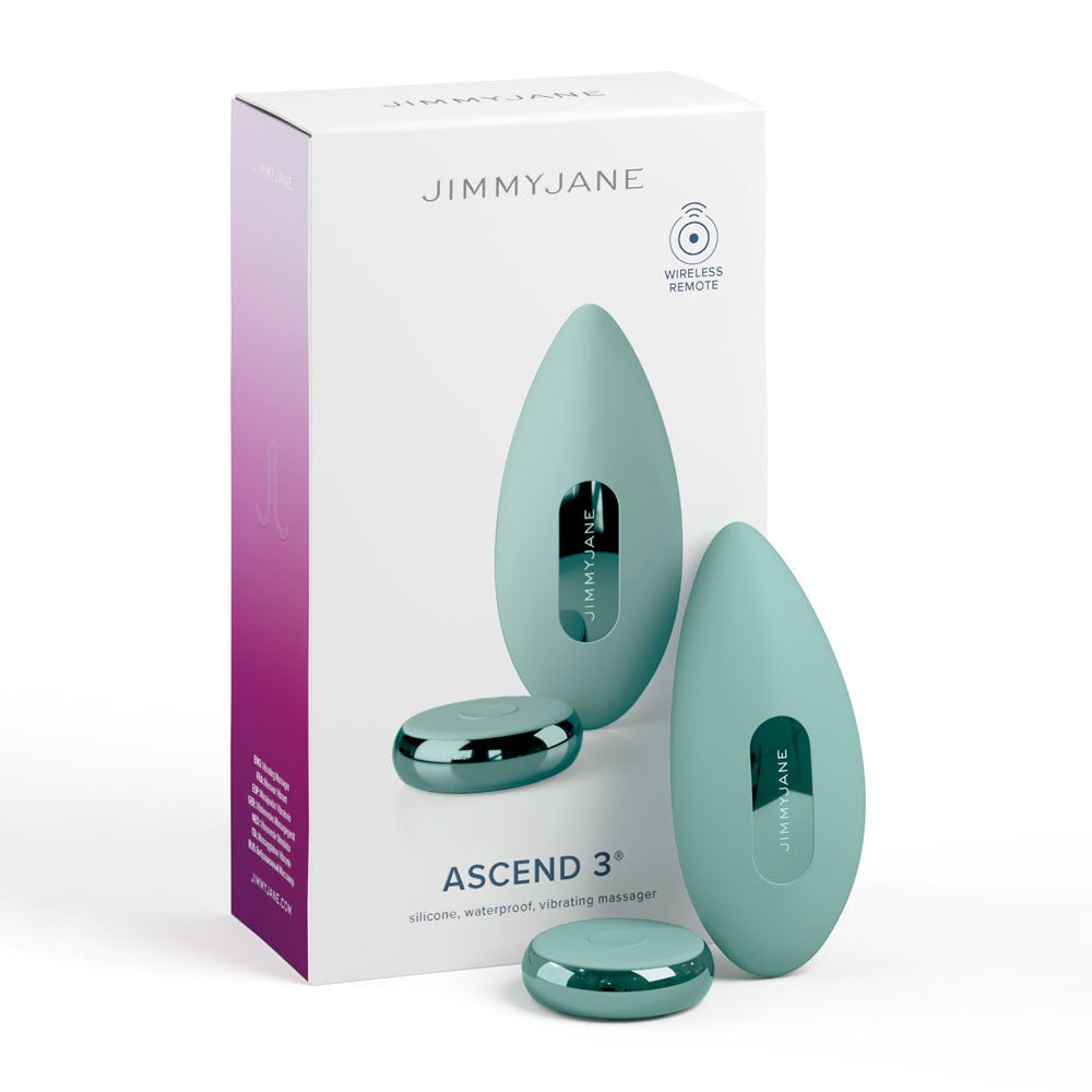 JimmyJane Ascend 3 - Teal 9 cm USB Rechargeable Stimulator with Wireless Remote - Silk and Sin
