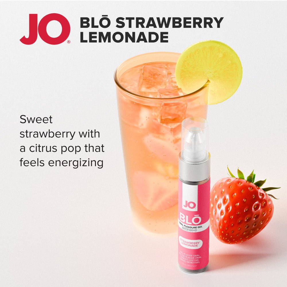 JO Blo Strawberry Lemonade - Strawberry Lemonade Flavoured Oral Pleasure Gel - 30 ml Bottle - Silk and Sin