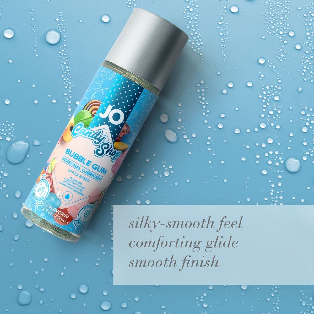 JO Candy Shop Bubblegum Lube - 60 mL - Bubblegum Flavoured Water Based Lubricant - 60 ml Bottle - Silk and Sin