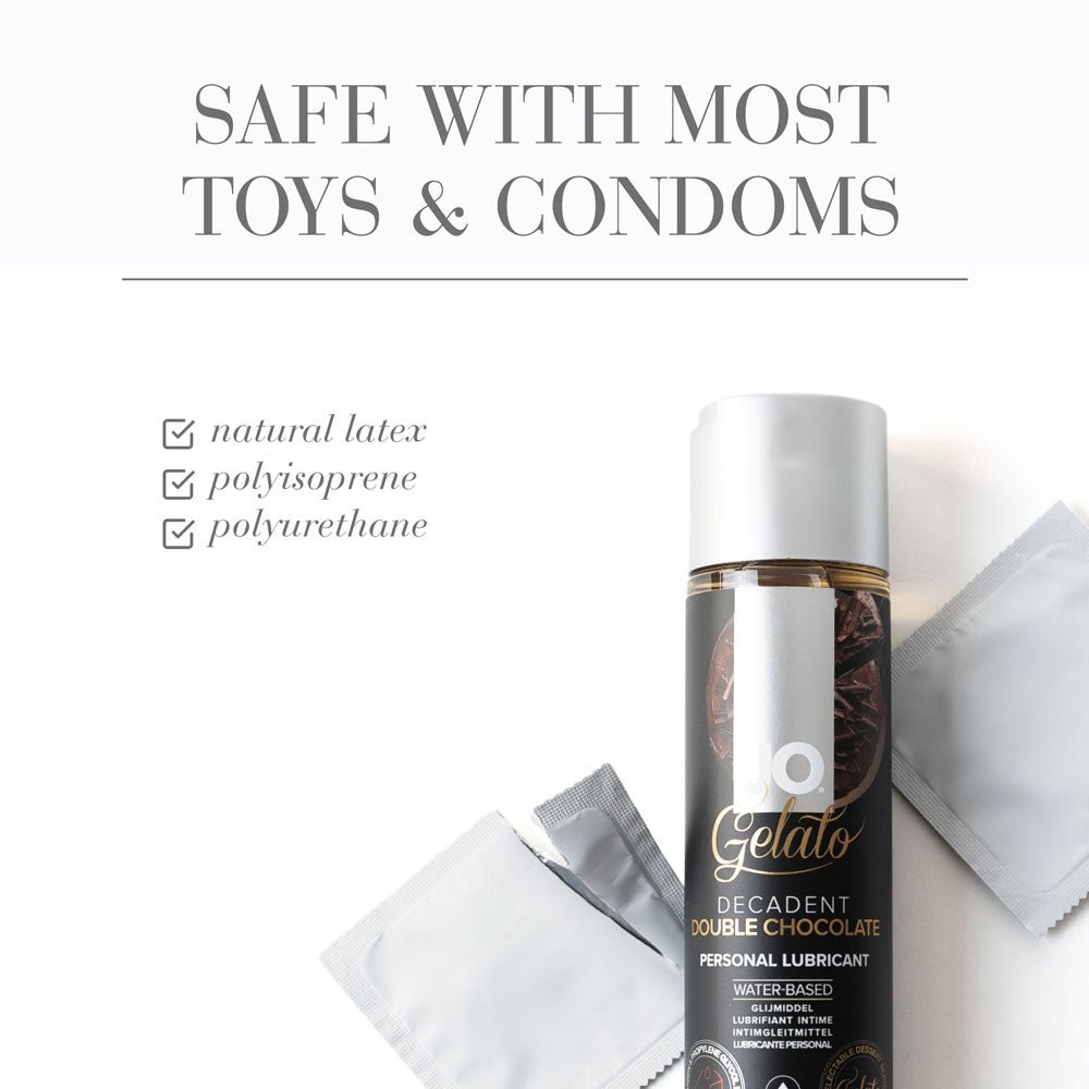 JO Gelato Decadent Double Chocolate Lubricant - 120 mL - Chocolate Flavoured Water Based Lubricant - 120 ml Bottle - Silk and Sin