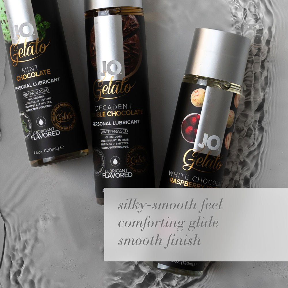 JO Gelato Decadent Double Chocolate Lubricant - 120 mL - Chocolate Flavoured Water Based Lubricant - 120 ml Bottle - Silk and Sin