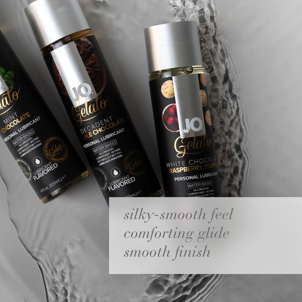 JO Gelato White Chocolate Raspberry Lube - 120 mL - White Chocolate Raspberry Flavoured Water Based Lubricant - 120 ml Bottle - Silk and Sin