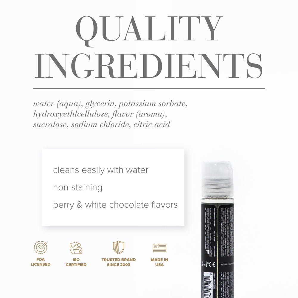 JO Gelato White Chocolate Raspberry Lube - 30 mL - White Chocolate Raspberry Flavoured Water Based Lubricant - 30 ml Bottle - Silk and Sin