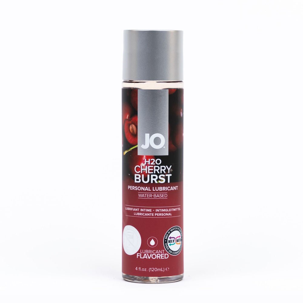 JO H2O Cherry Burst Lube - 120 mL - Cherry Flavoured Water Based Lubricant - 120 ml Bottle - Silk and Sin