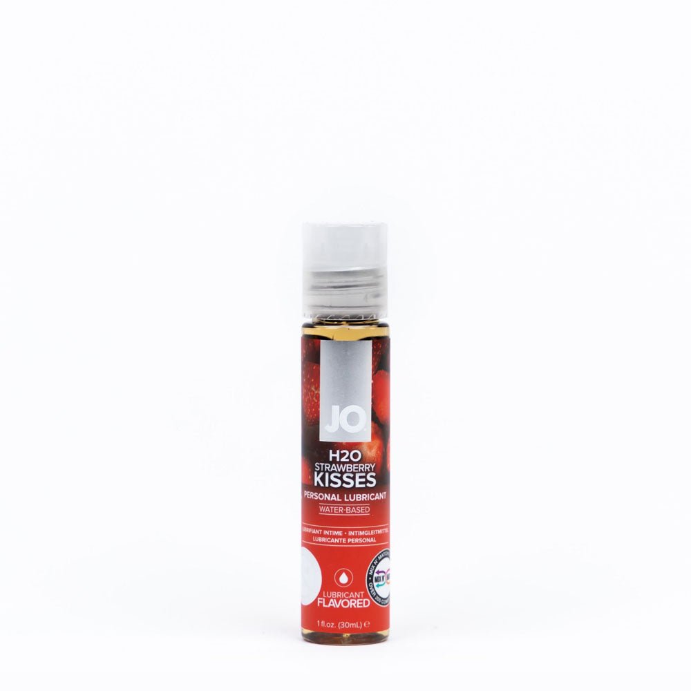 JO H2O Strawberry Kisses Lube - 30 mL - Strawberry Flavoured Water Based Lubricant - 30 ml Bottle - Silk and Sin