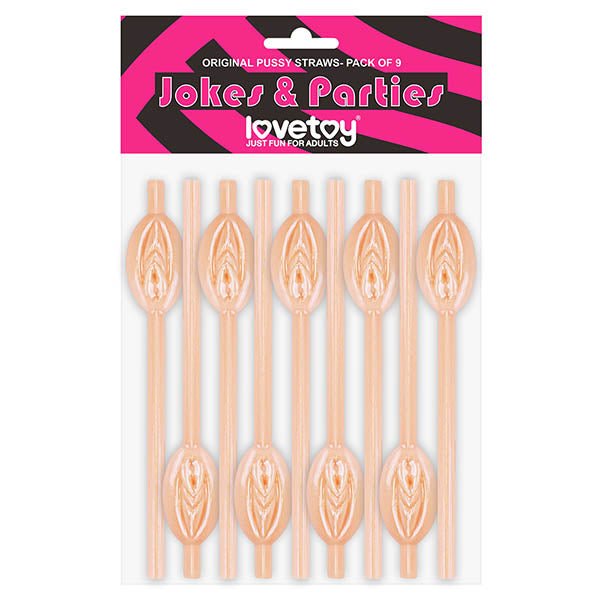 Jokes & Parties Original Pussy Straws - Flesh Pussy Straws - Set of 9 - Silk and Sin