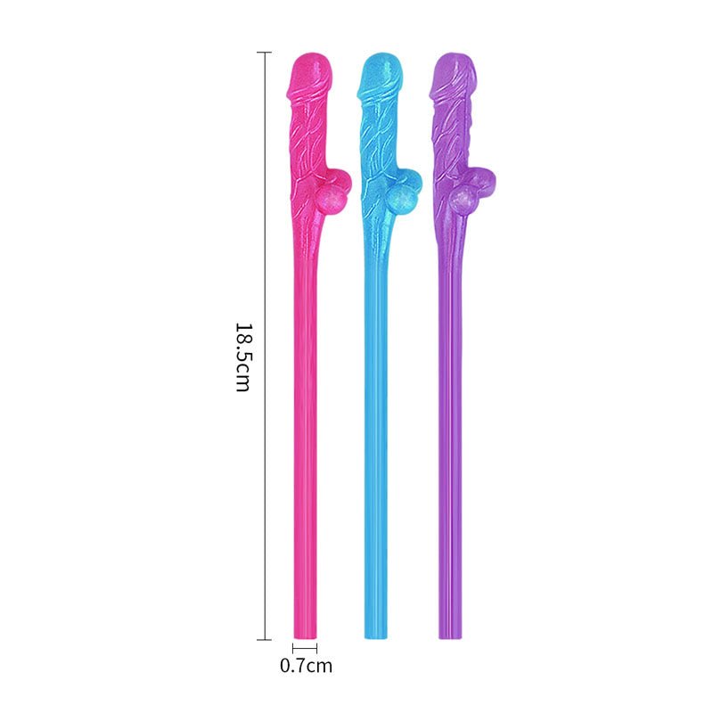 Jokes & Parties Original Willy Straws - Coloured Dicky Straws - Set of 9 - Silk and Sin