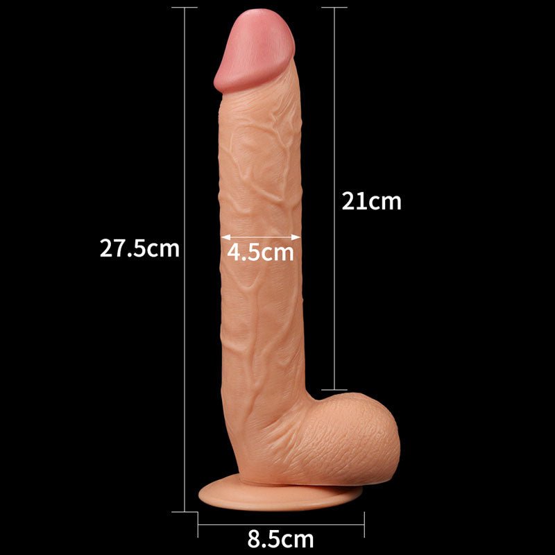 King Size 10'' Realistic Dildo - Flesh 25 cm Dong - Silk and Sin